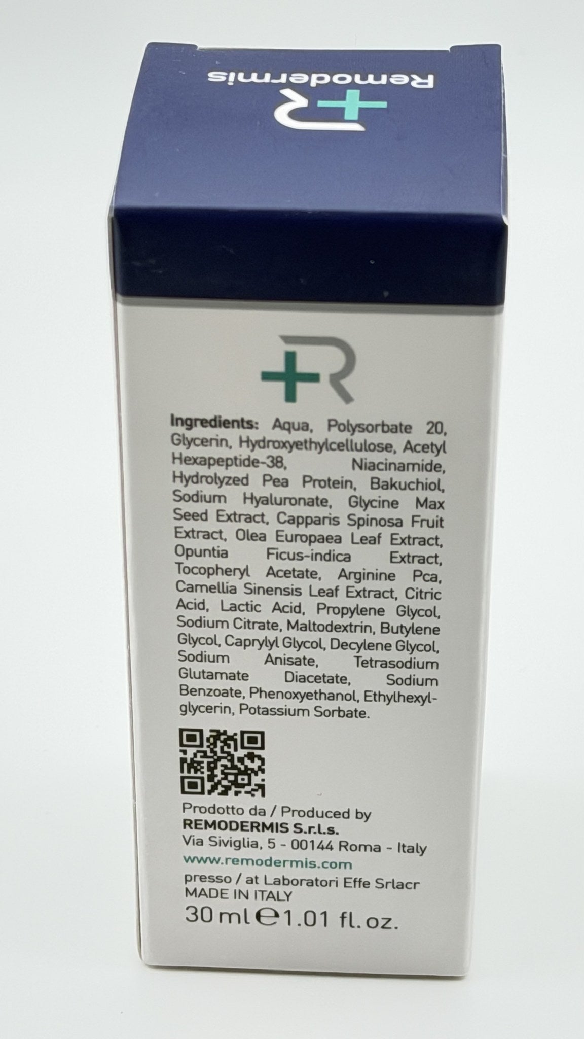 Remodermis Night Serum – astuccio con INCI e ingredienti