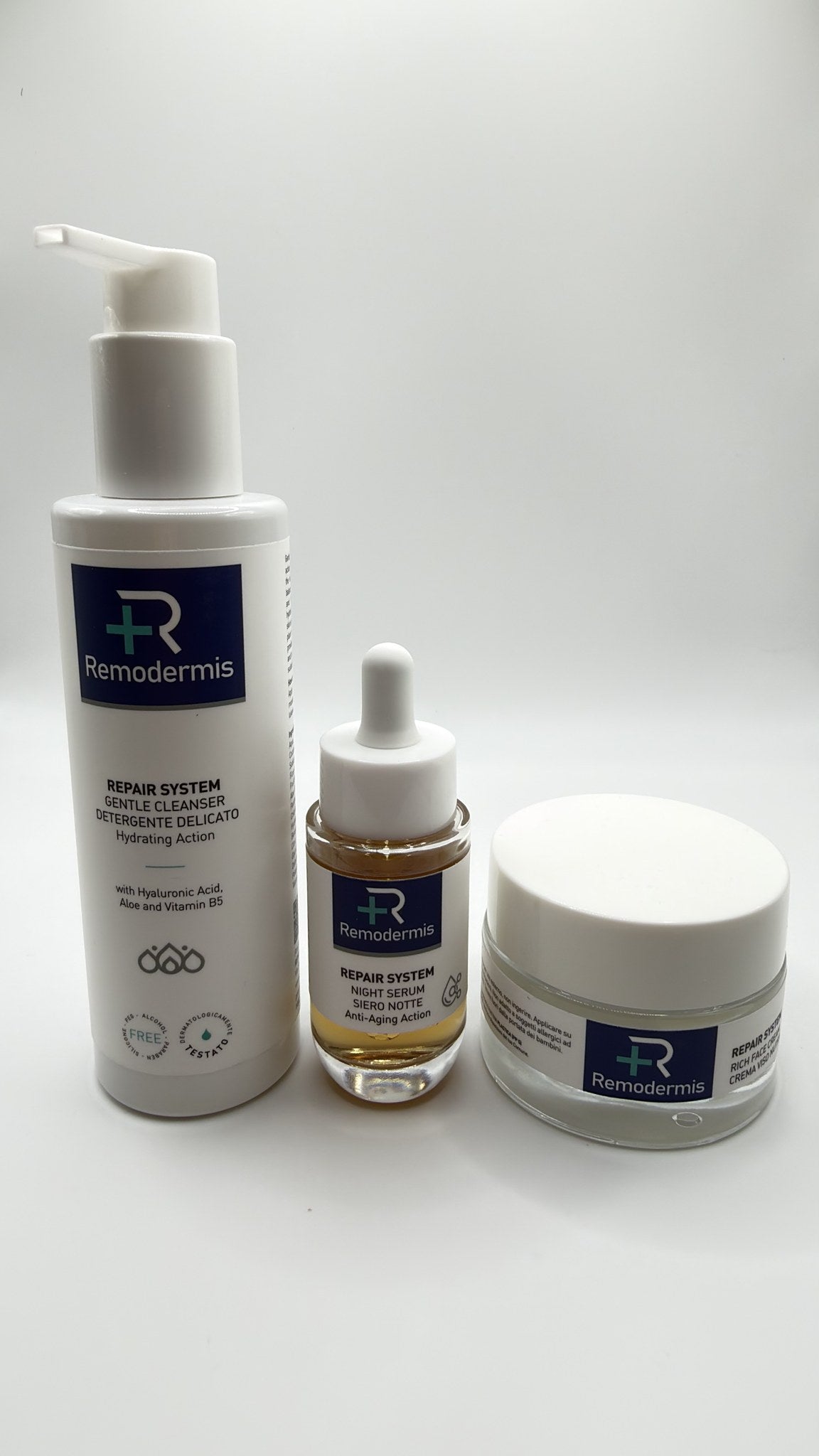 Protocollo Completo Remodermis – Gentle Cleanser, Night Serum e Rich Face Cream
